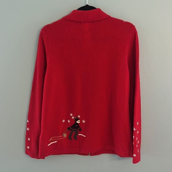 Women’s M Vintage Holiday Christmas ice skater sledding skiing Cardigan sweater - Picture 10 of 13